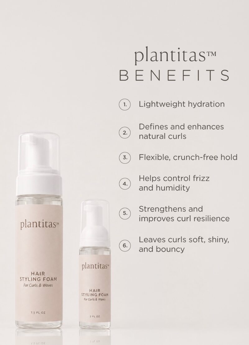 Curl Foam Benefits-13x18in_ENG Plantitas Hair Styling Foam